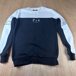 Pré London Sweatshirt XS Black White Colorblock Logo Crewneck Pullover